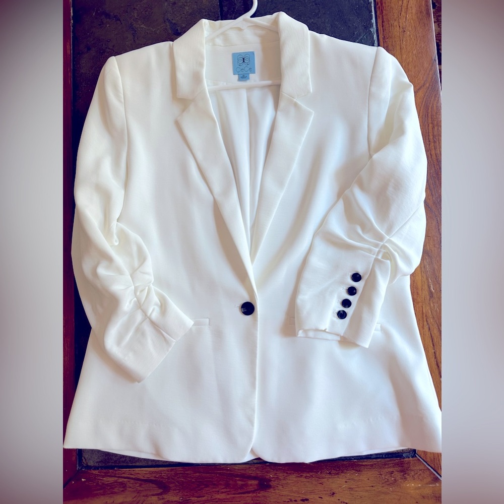 CeCe White Blazer with Black Buttons